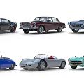 Vintage Classic Cars Collection Featuring Various Retro Models In Different Colors