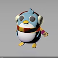 Cute Blue Bird Character With White Earmuffs Red Yellow Scarf And Yellow Beak Feet