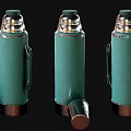 Turquoise Thermos Flask With Silver Top Black Base And Detachable Lid For Daily Use
