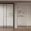 Modern Interior Sliding Doors With Black Frame Ribbed Glass And White Frame Frosted Glass
