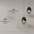 Modern Interior Design With Stylish Pendant Lights In Black White And Mesh Patterns 3d model