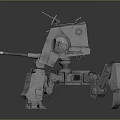 Mechanical Multi Legged Combat Weapon With Robotic Structure And Mounted Cannon And Gun 3d model