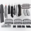 Various Clothes Hanging And Stacked With Different Styles And Neutral Tones 3d model