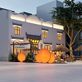 Traditional Teahouse Exterior Design With Outdoor Seating And Decorative Lanterns
