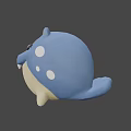 Cute Blue Chubby Cartoon Creature With White Spots And Small Teeth