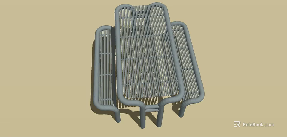 Durable Modern Public Chair Featuring Metal Mesh Design For Outdoor Areas 3d model 