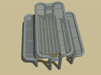 Durable Modern Public Chair Featuring Metal Mesh Design For Outdoor Areas 3d model