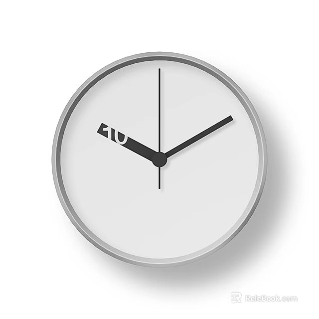 Minimalist Circular Wall Clock With White Dial Black Hands And Modern Design 3d model