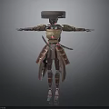 Mechanical Samurai Robot Warrior Character With Traditional Armor And Extended Arms