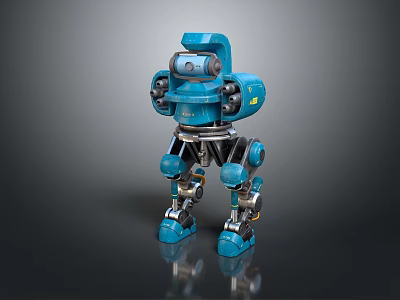 Blue Robot Character For Game And Movie With Mechanical Design And Robotic Limbs 3d model