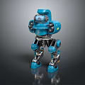 Blue Robot Character For Game And Movie With Mechanical Design And Robotic Limbs