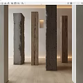 Modern Columns Solid Wood Columns Concrete Columns Old Wood 3d model