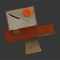 Red Small Tower Like Building With Yellow Ladder Slide Green Cloth And Orange Water Tank