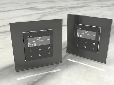 Black Digital Switch Panel With Temperature Display And Touch Control Buttons 3d model