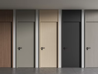 Modern Hinged Doors In Various Colors And Wood Finishes For Home Interior Design 3d model