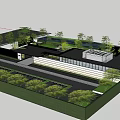 Modern Entrance Gate Design With Stone Wall Metal Roof And Lush Greenery