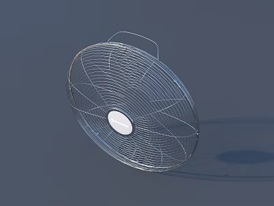 Transparent Air Conditioner Fan Featuring Metal Mesh Cover Round Design White Center 3d model