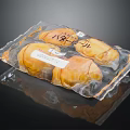 Wrapped Pastry Buns In Transparent Packaging With Label On Black Background 3d model
