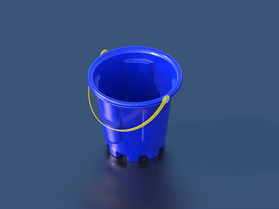 Daily Life Product Blue Bucket With Yellow Handle And Unique Base Design 3d model