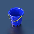Daily Life Product Blue Bucket With Yellow Handle And Unique Base Design