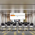 Modern Conference Room Interior With Arranged Chairs Large Screen And Carpet