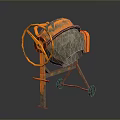 Orange Concrete Mixer Construction Equipment with Wheels and Mixing Drum