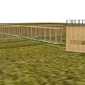 Rustic Wooden Pavilion in Golden Wheat Field with Natural Mountain Backdrop and People