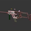 Futuristic Weapon With Sleek Metallic Rifle Structure And Blue Neon Accents