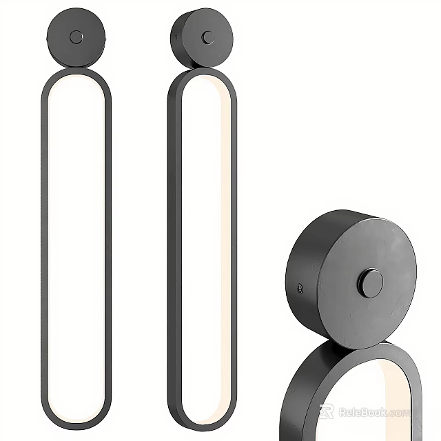 Two Modern Black Wall Lights with Minimalist Design and LED Lighting 3d model 