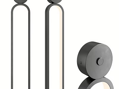 Two Modern Black Wall Lights with Minimalist Design and LED Lighting 3d model