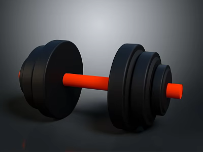 Black Dumbbell With Orange Handle For Home Fitness And Daily Use 3d model