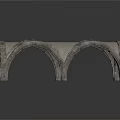 Gray Stone Arch Decorative Structure With Symmetrical Curved Design And Textured Surface