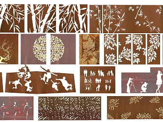 Modern Landscape Wall Rust Board Landscape Wall Perforated Plate Rust Board Background Wall Hollow Rust Board Steel Plate Landscape Wall Art Landscape Wall 3d model