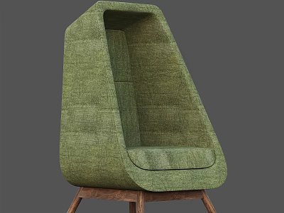 Green Modern Single Sofa with Textured Fabric and Wooden Legs 3d model