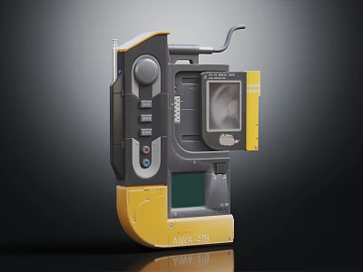 LMA-470 Gray And Yellow Industrial Equipment With Display Screen Control Buttons And Portable Handle 3d model