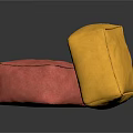 Red and Yellow Square Fabric Ottomans for Modern Living Room Decor