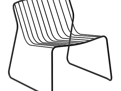 Modern Minimalist Leisure Chair With Metal Frame And Sleek Linear Design 3d model