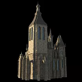 Ancient Gothic Building Featuring Stone Spires Arched Windows And Tall Towers 3d model