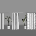 Different Window Curtain Designs Featuring Potted Plants And Patterned Fabrics 3d model
