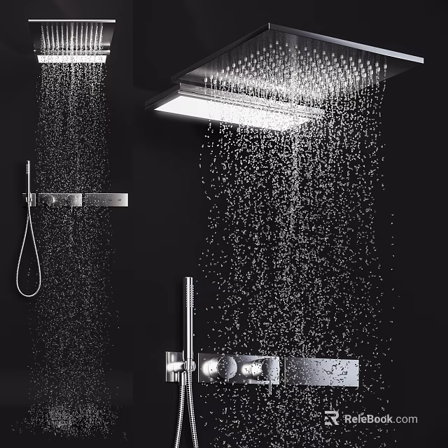 Modern Rainfall Shower System With Handheld Sprayer And High Pressure Water Flow Design 3d model 