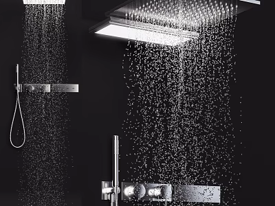 Modern Rainfall Shower System With Handheld Sprayer And High Pressure Water Flow Design 3d model