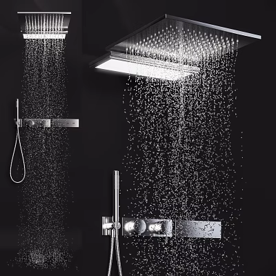 Modern Rainfall Shower System With Handheld Sprayer And High Pressure Water Flow Design 3d model