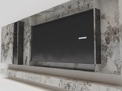 Modern TV Wall Interior Design With Elegant Marble Texture And Built-in TV 3d model