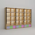 Wooden single-sided red wine and white wine display cabinet with light 3d model