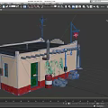 CONACO Gas Station With Cream And Red Exterior Black Roof Green Doors And Fuel Pump