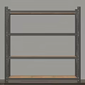 Sturdy Display Shelf With Metal Frame And Wooden Tiers For Storage