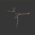 Children's Pink And Silver Wire Ballerina Sculpture In Elegant Pose With Tutu On Dark Background