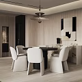 Modern Living Dining Room With Light Sofa Dark Stone Wall Large Windows And City View