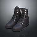Black Leather High Top Boots With Laces And Metal Eyelets Design