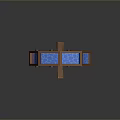 Wooden Octagonal Wheel Structure With Spokes Blue Transparent Panels And Metal Rivets